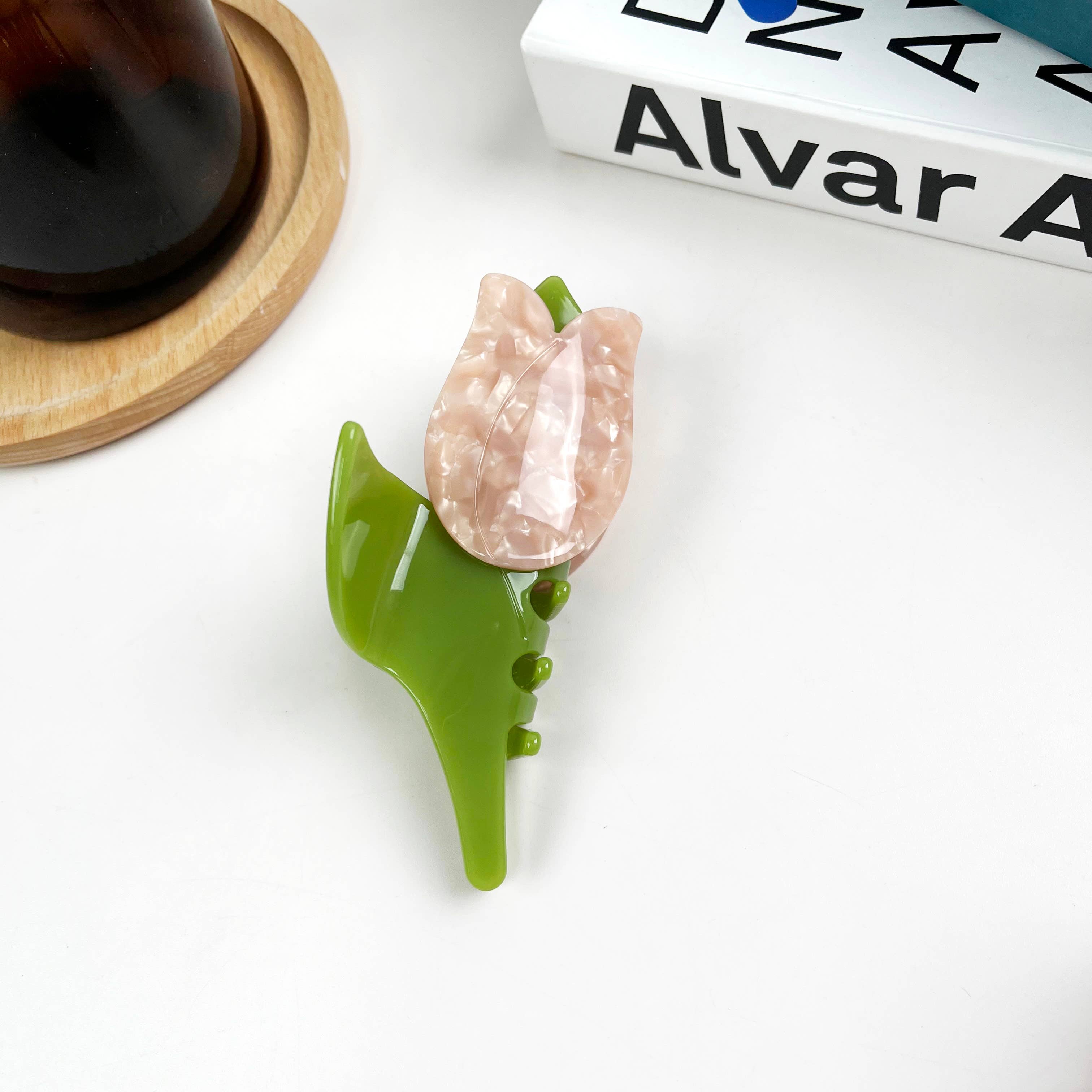 Acetate tulip claw clip flower hair clips