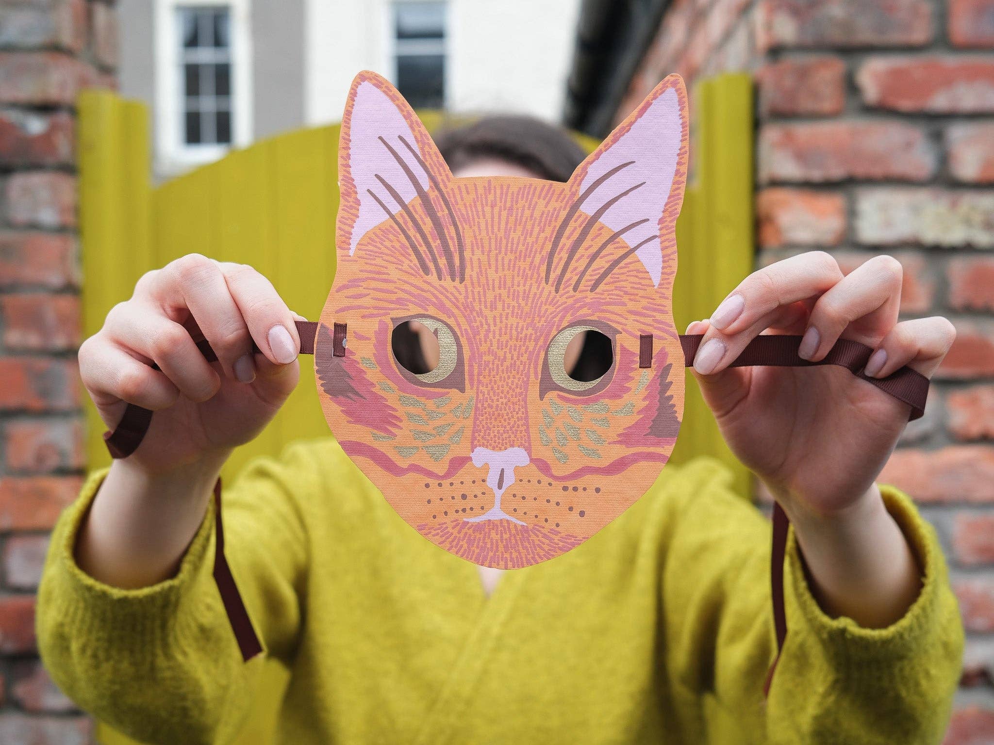 CAT MASK GREETING CARD