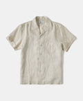 1950s Italian Collar Linen Short Sleeve Shirt - Beige