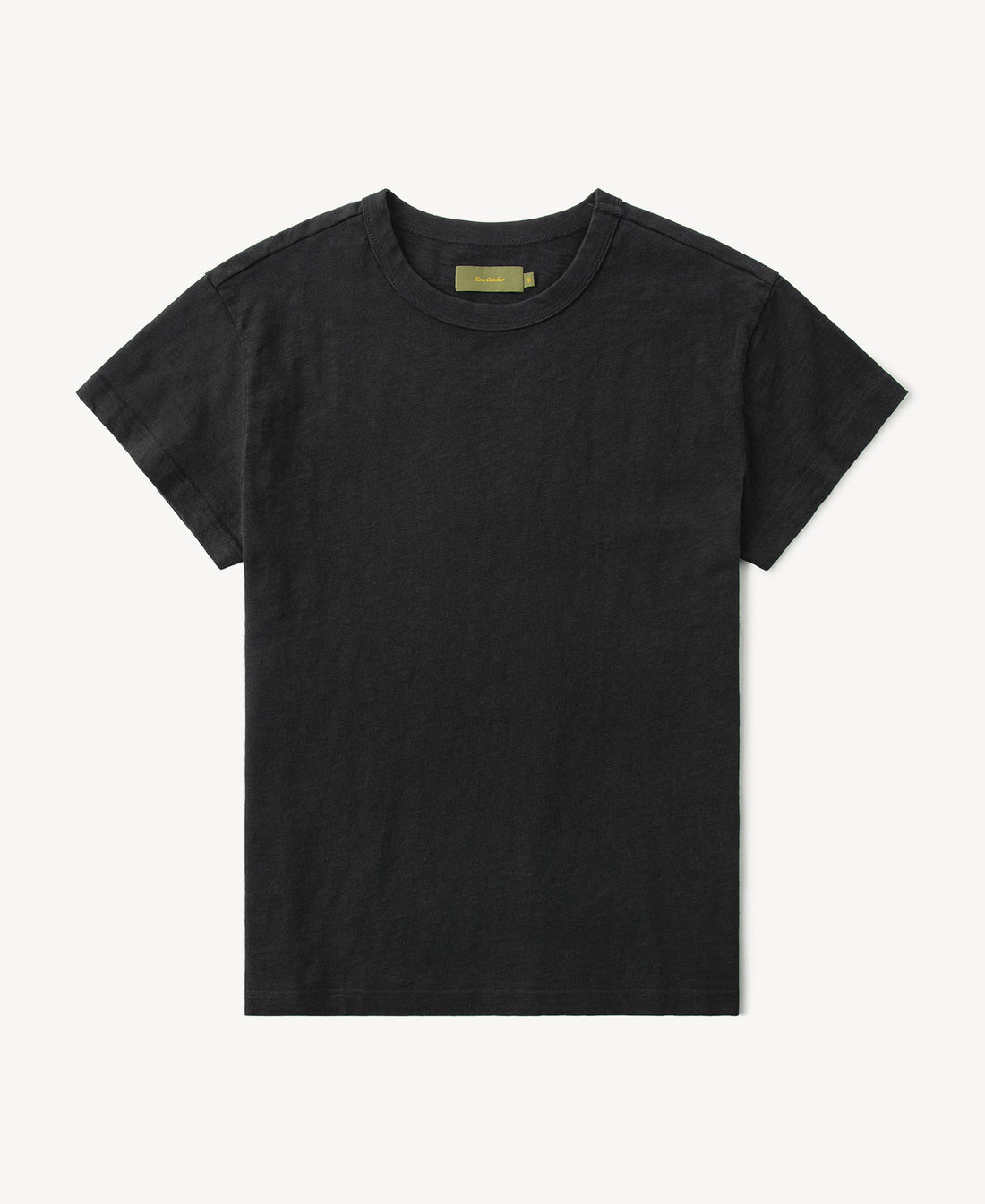 Vintage Slub Cotton Cap Sleeve T-Shirt - Black