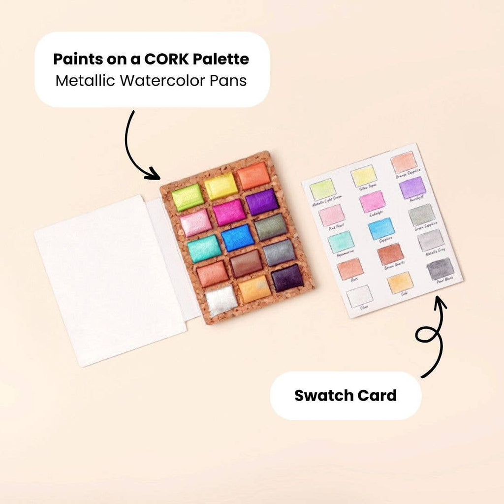 Watercolor Pans- Metallic | Nano Cork Palette | Case of 5