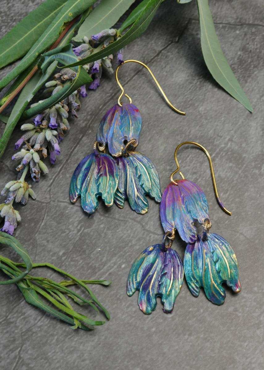 Garden Foliage Hand Patina Earrings