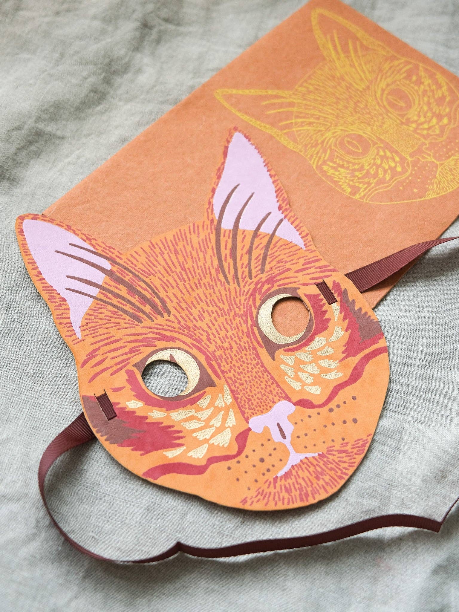CAT MASK GREETING CARD