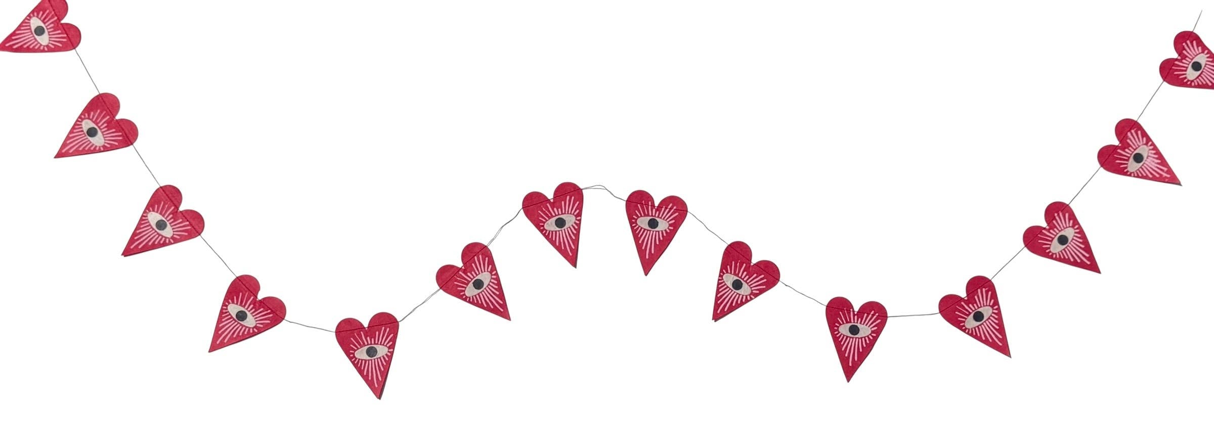 6ft Paper Garland, evil eye/heart