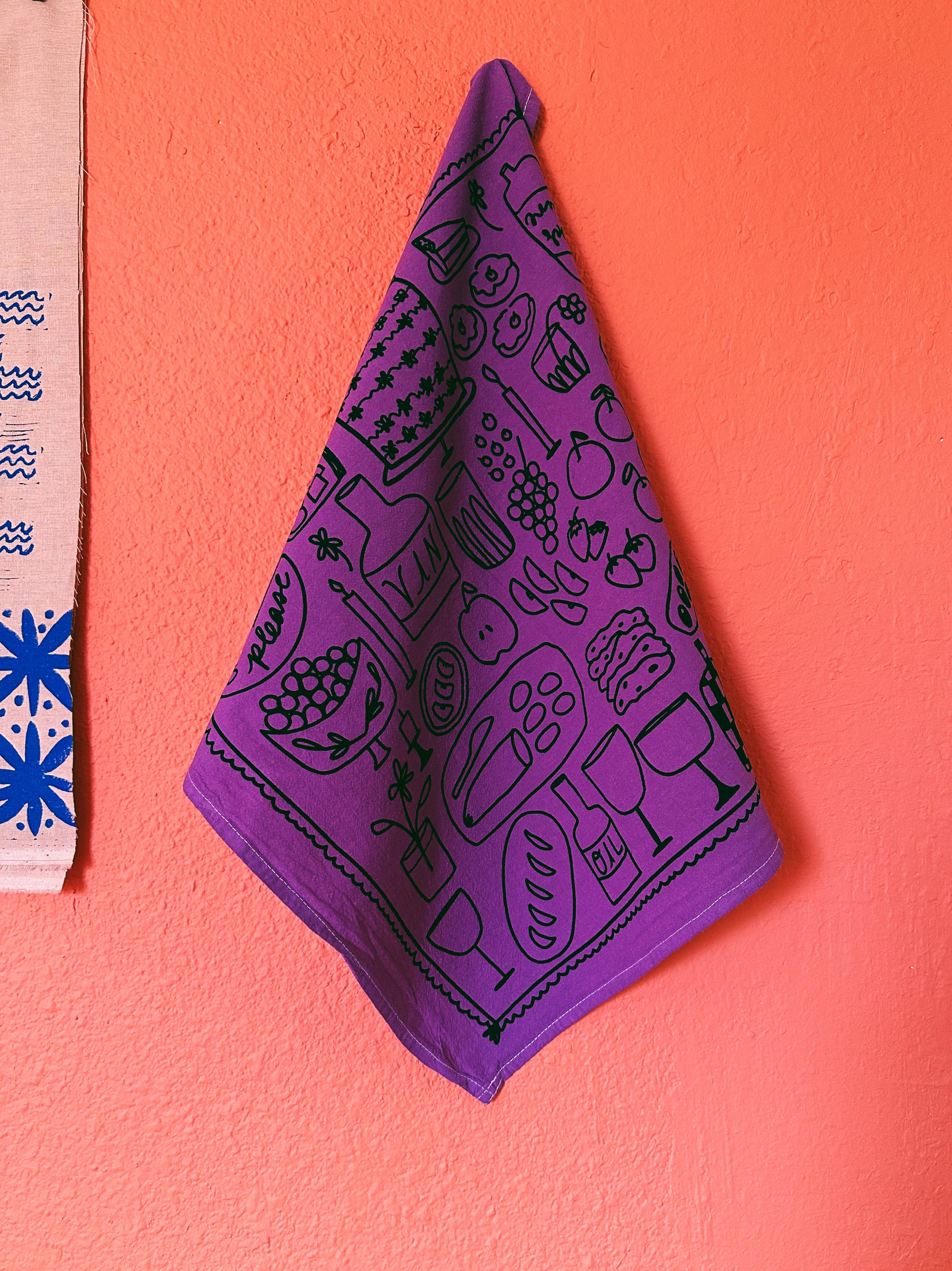 Picnic on Grape Tea Towel