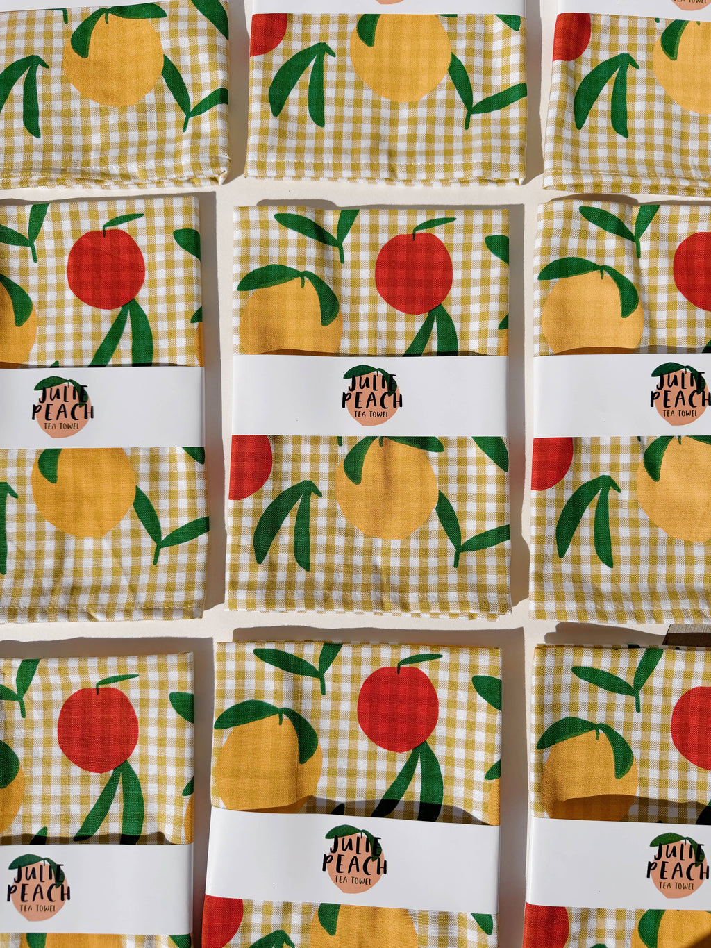 Peach Toss on Gingham
