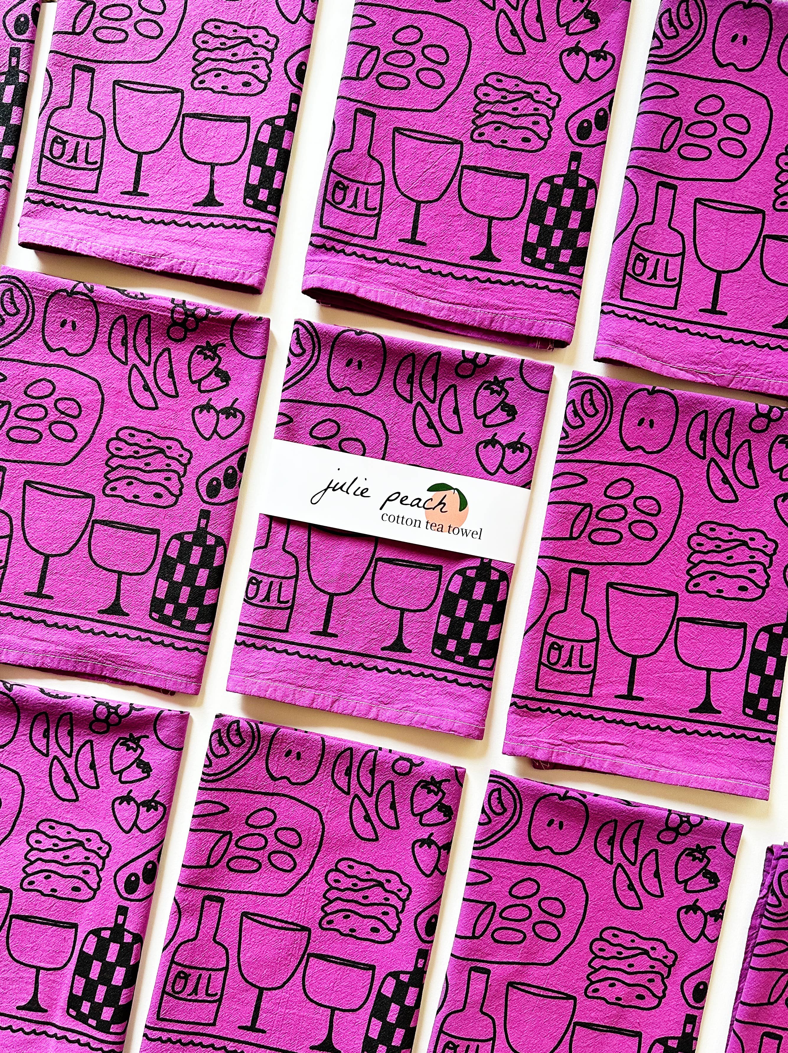 Picnic on Grape Tea Towel