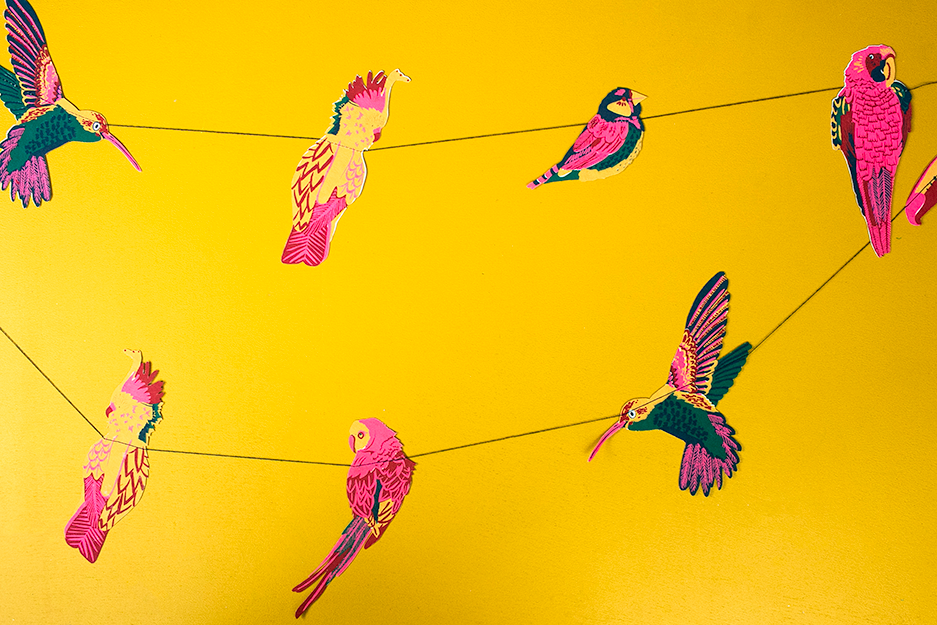 TROPICAL BIRDS SEWN GARLAND