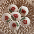Red Poppy Sgraffito Tea Rest - 3" dish